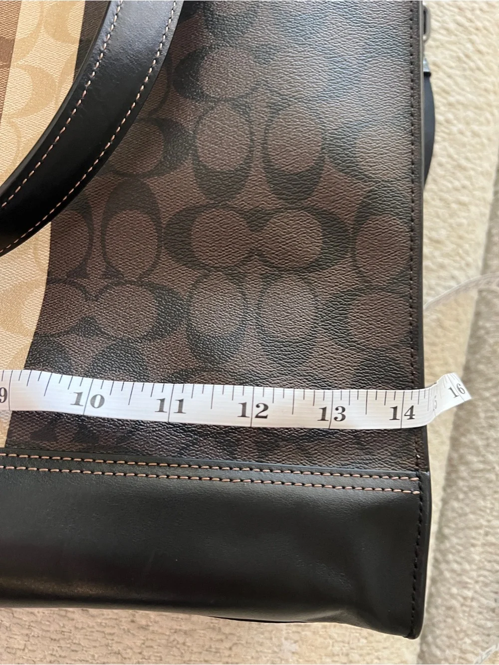 Coach Men's Signature Messenger Tote in Brown with Center Stripe